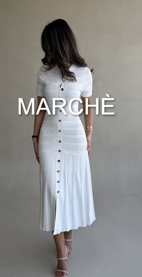 CROCHET BREASTED KNIT DRESS