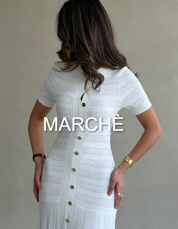 CROCHET BREASTED KNIT DRESS