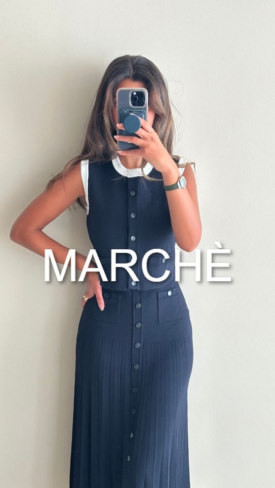 SLEEVELESS VEST+MIDI SKIRT