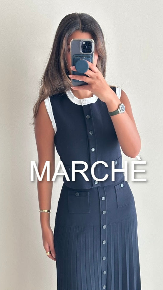 SLEEVELESS VEST+MIDI SKIRT