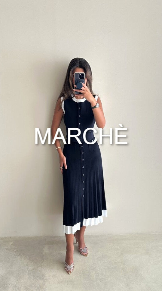 SLEEVELESS VEST+MIDI SKIRT