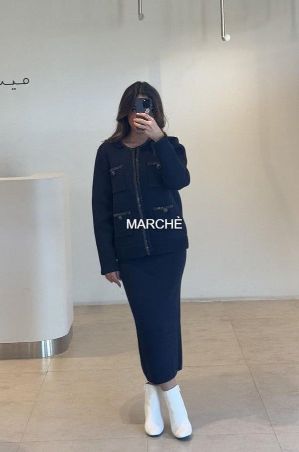 2 PC SET NAVY CARDIGAN