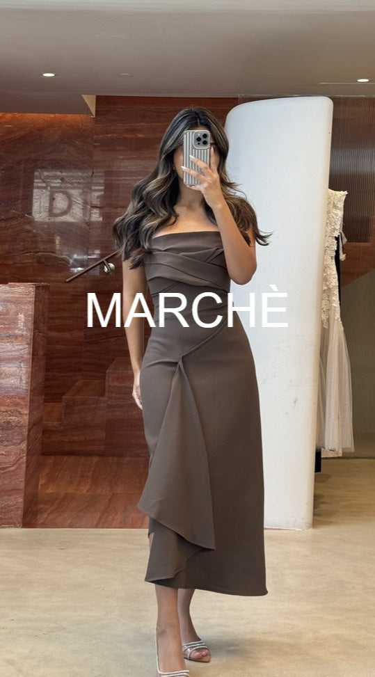 PINCHED WAIST LONG DRESS