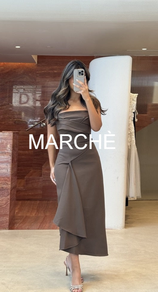 PINCHED WAIST LONG DRESS