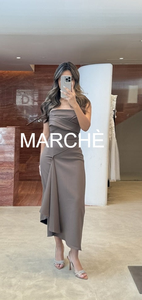 PINCHED WAIST LONG DRESS