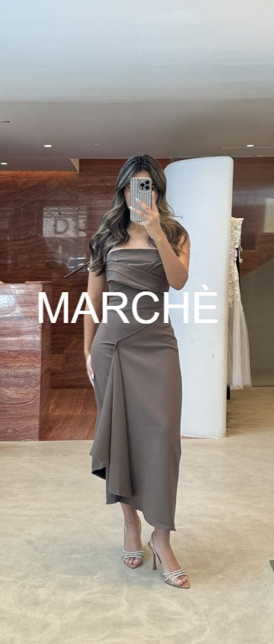 PINCHED WAIST LONG DRESS