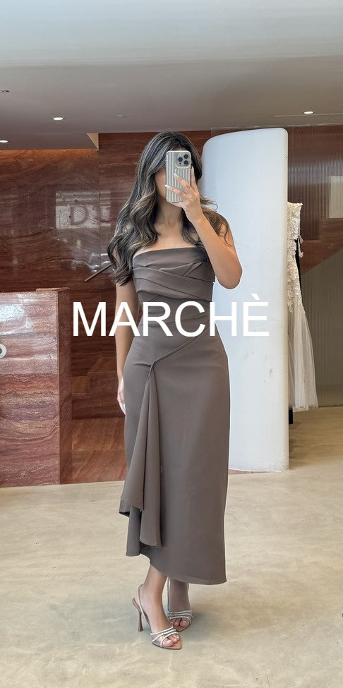 PINCHED WAIST LONG DRESS
