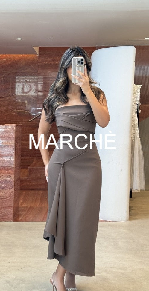 PINCHED WAIST LONG DRESS