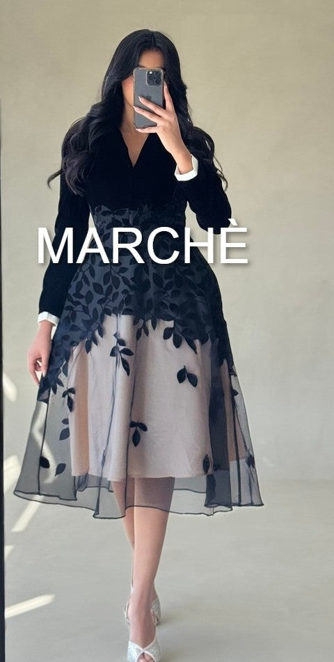 LACE FLORAL VELVET DRESS