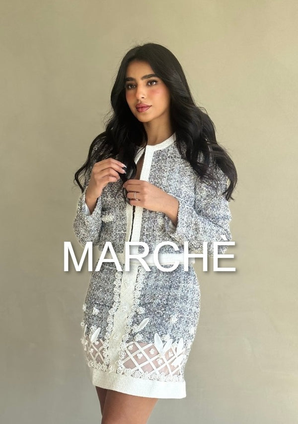TWEED BEADED COAT + SKIRT