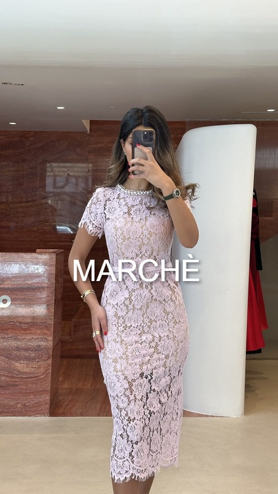 PEARL NECKLINE LACES DRESS