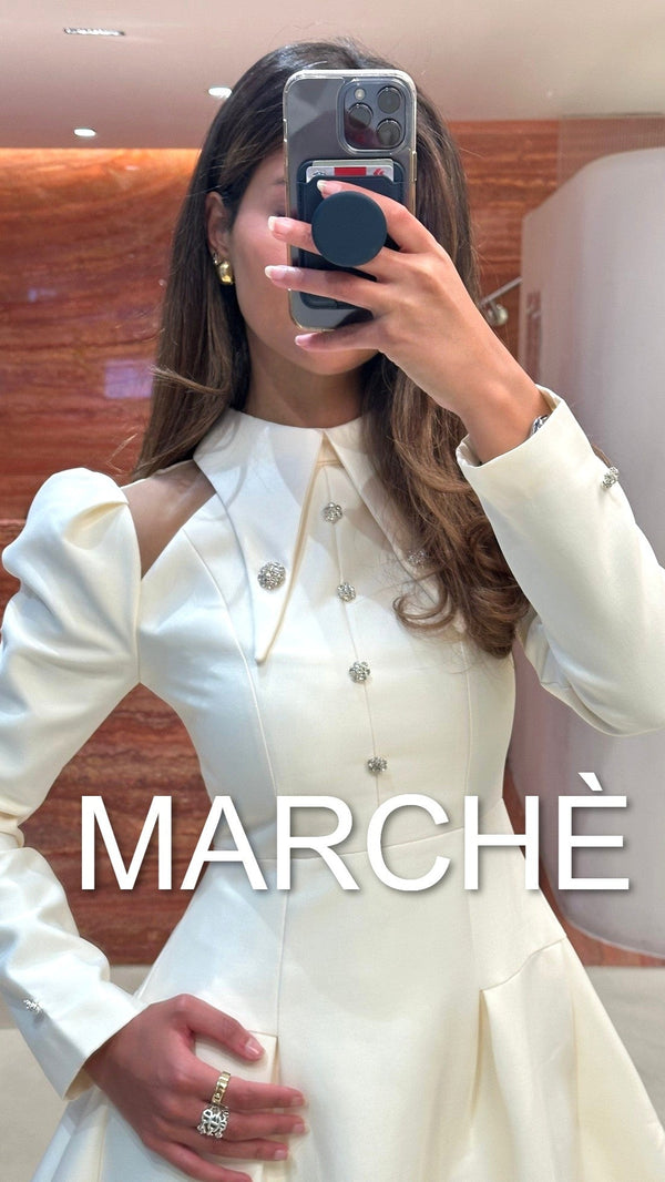 POINTED COLLAR LONG  DRESS