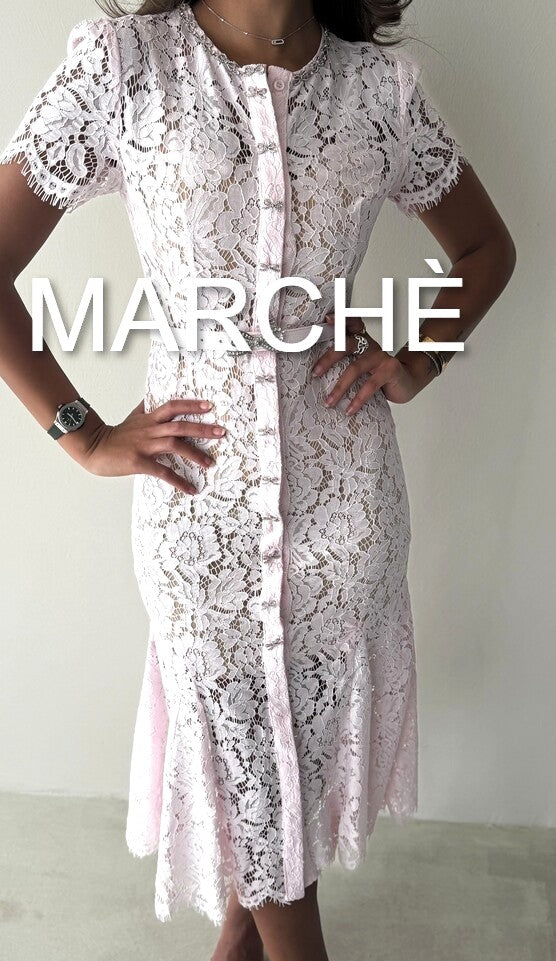 RIBBON BUTTON LACE DRESS