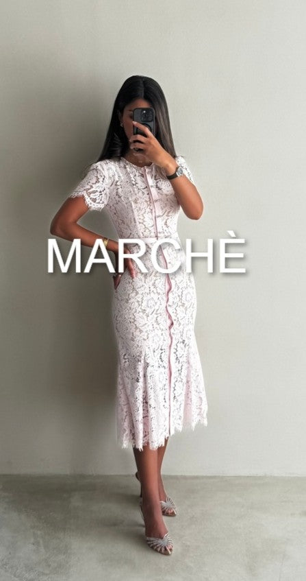 RIBBON BUTTON LACE DRESS