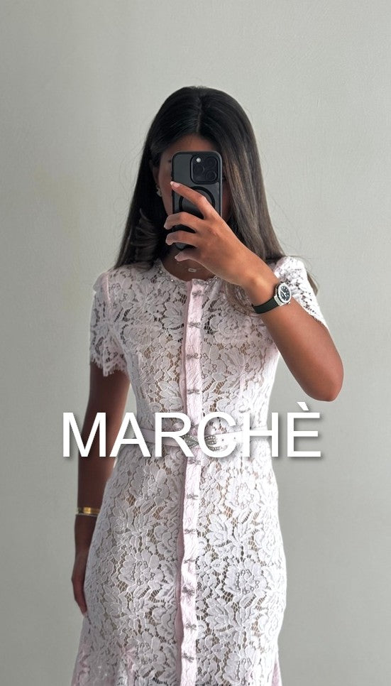 RIBBON BUTTON LACE DRESS