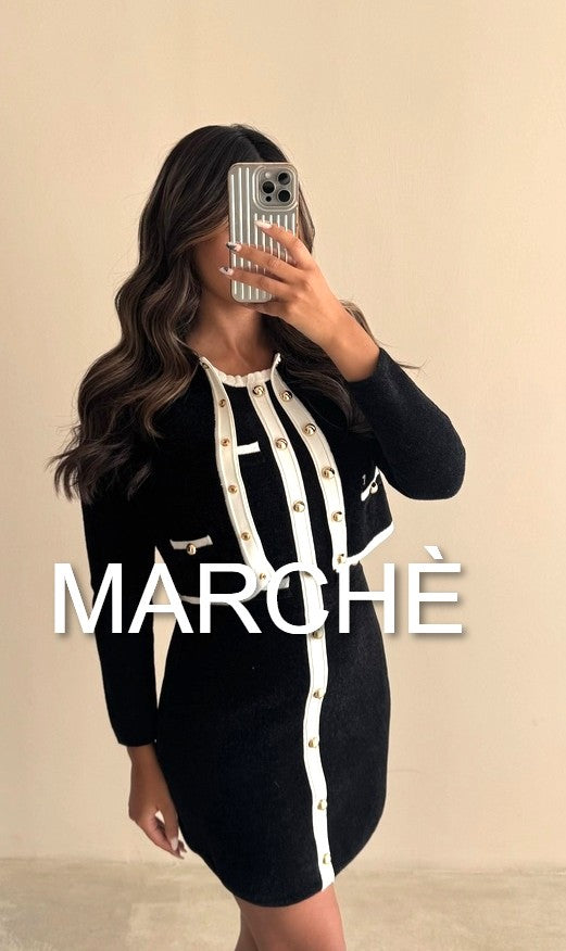 WINTER CONTRAST CARDIGAN COAT + DRESS