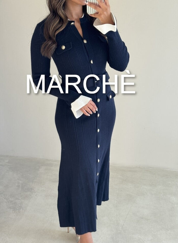 FULL SLEEVE BELTED LONG DRESS