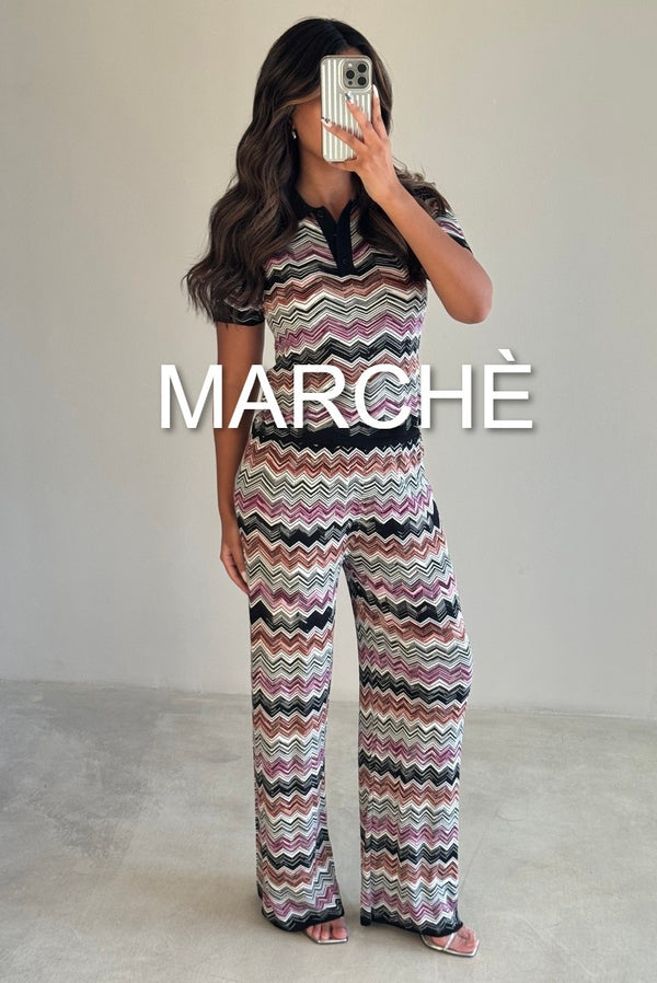 STRIPED TOP + TROUSERS  ZIGZAG SET