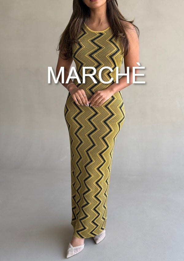 ZIGZAG STRIPE SLIM DRESS