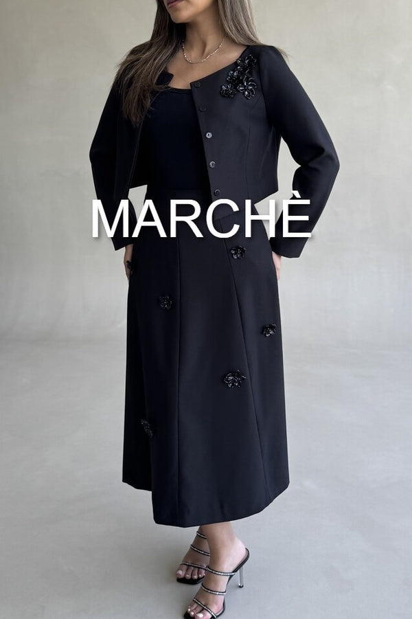 SET 3D FLORAL JACKET +  SKIRT