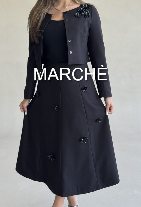 SET 3D FLORAL JACKET +  SKIRT