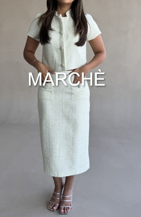 TWEED COAT SHORT SLEEVE + SKIRT
