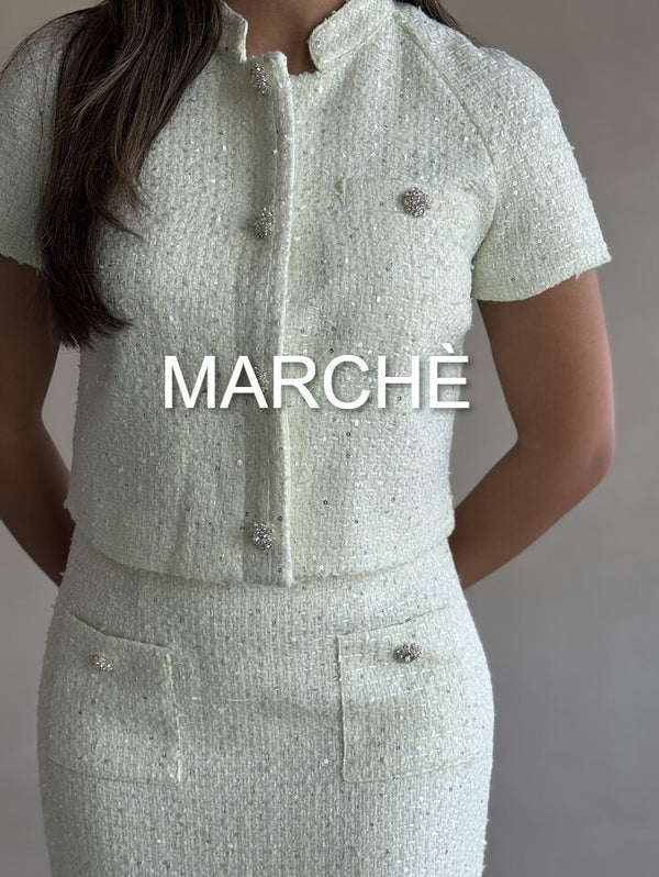 TWEED COAT SHORT SLEEVE + SKIRT