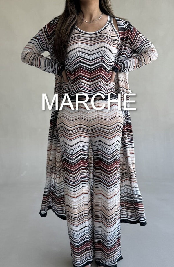 STRIPED LONG CARDIGAN +LOOSE PANTS
