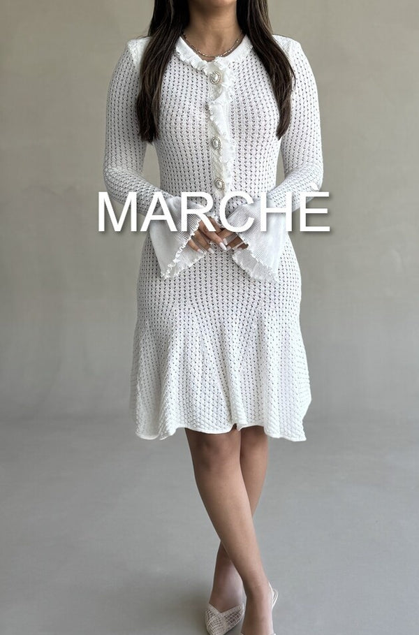 KNIT DRESS RUFFLED EDGE