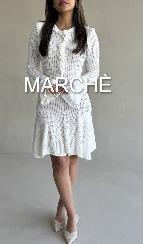 KNIT DRESS RUFFLED EDGE