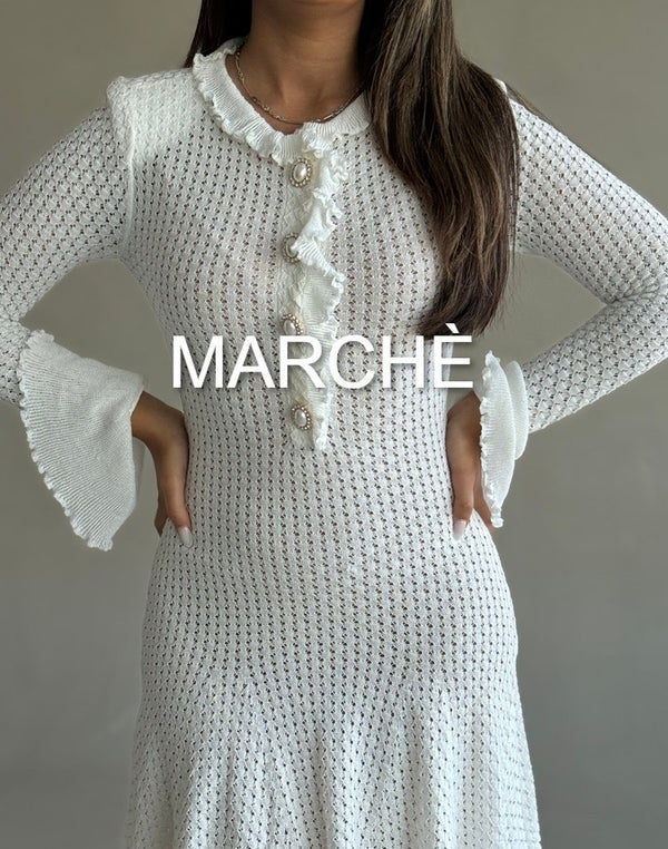 KNIT DRESS RUFFLED EDGE