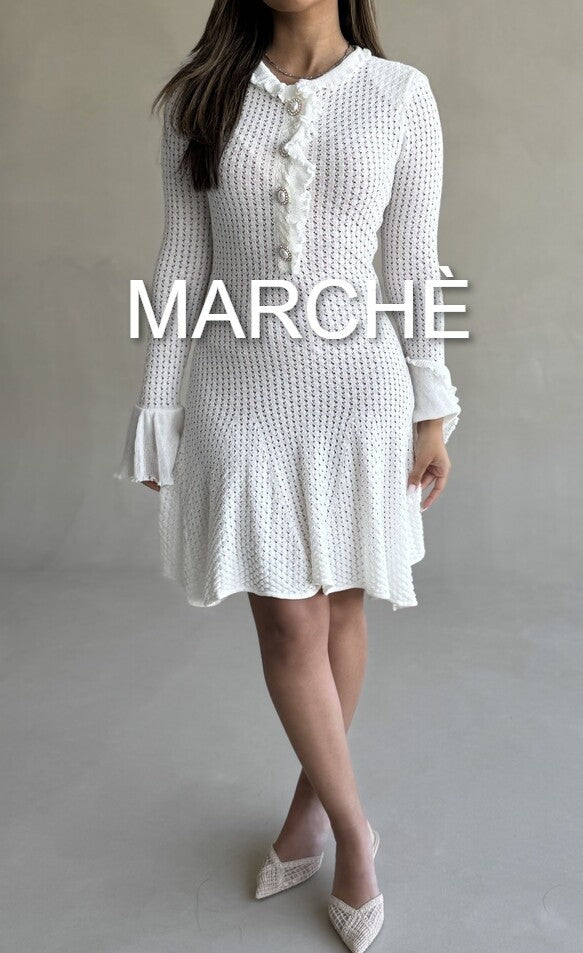 KNIT DRESS RUFFLED EDGE