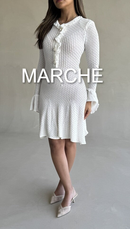 KNIT DRESS RUFFLED EDGE