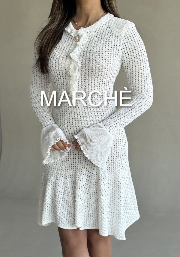 KNIT DRESS RUFFLED EDGE