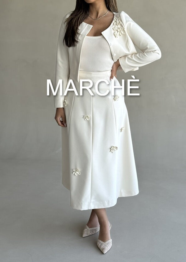 SET 3D FLORAL JACKET +  SKIRT