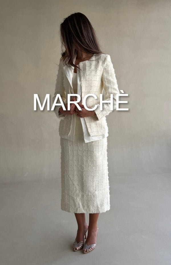 ROUND NECK TASSEL JACKET + SKIRT