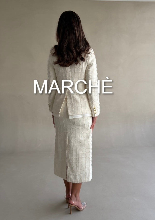 ROUND NECK TASSEL JACKET + SKIRT