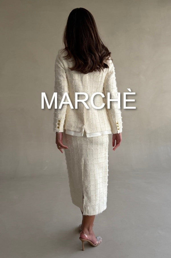ROUND NECK TASSEL JACKET + SKIRT