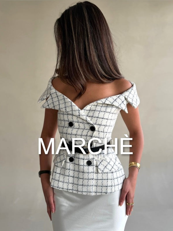 VINTAGE PLAID TOP+ SKIRT
