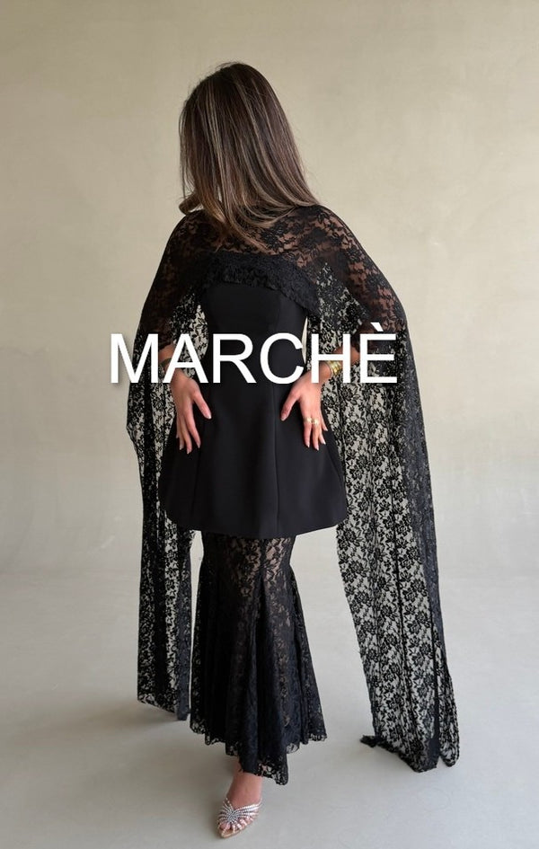 CAPE LACE CHIFFON DRESS