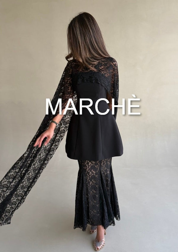 CAPE LACE CHIFFON DRESS
