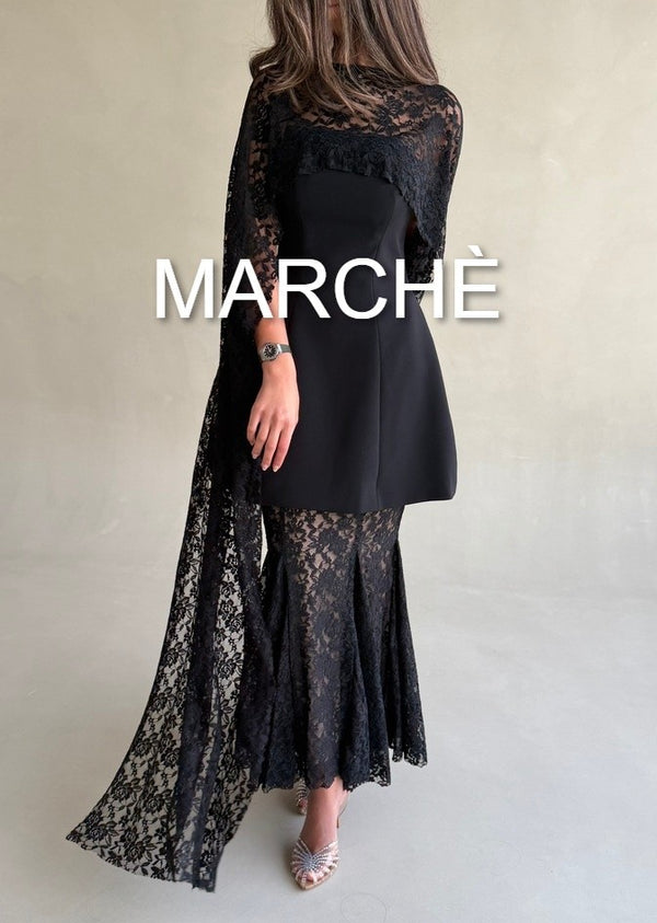 CAPE LACE CHIFFON DRESS