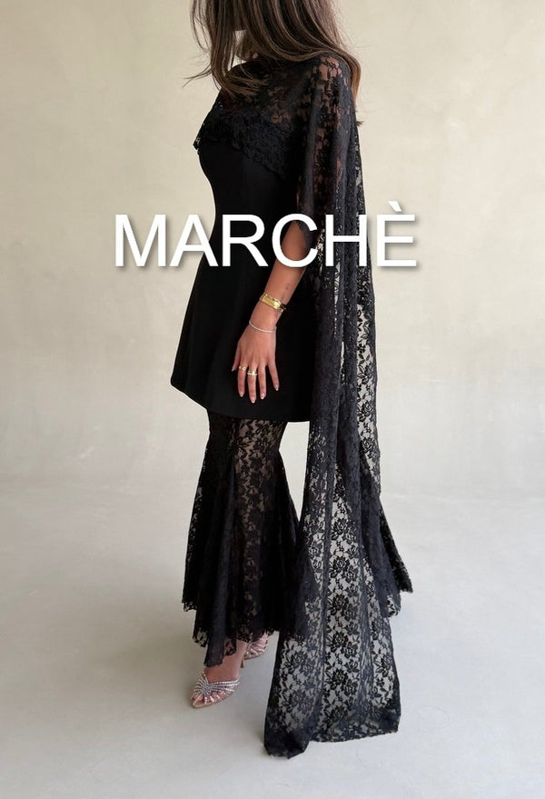 CAPE LACE CHIFFON DRESS