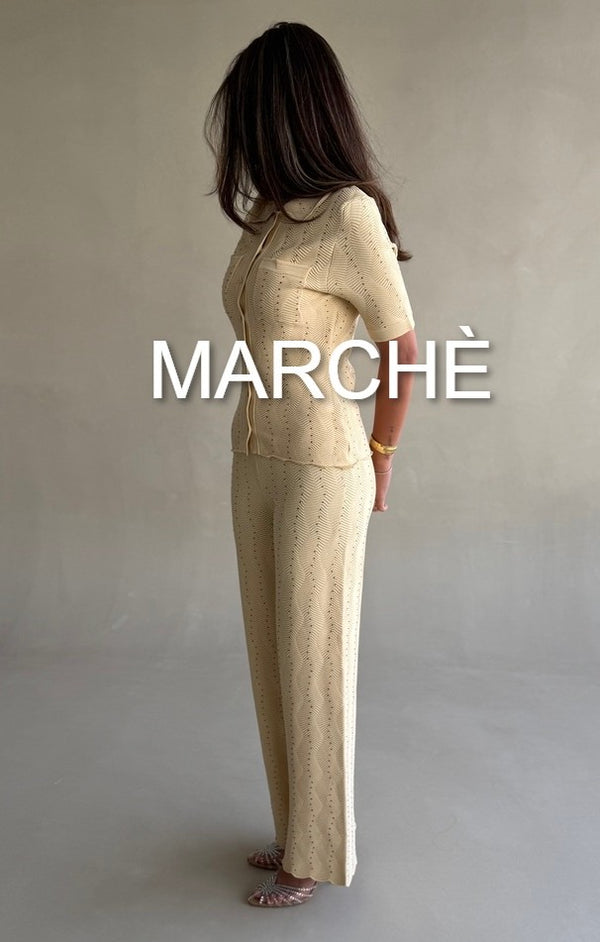 SHORT SLEEVE KNIT WEAR TOP+PANTS