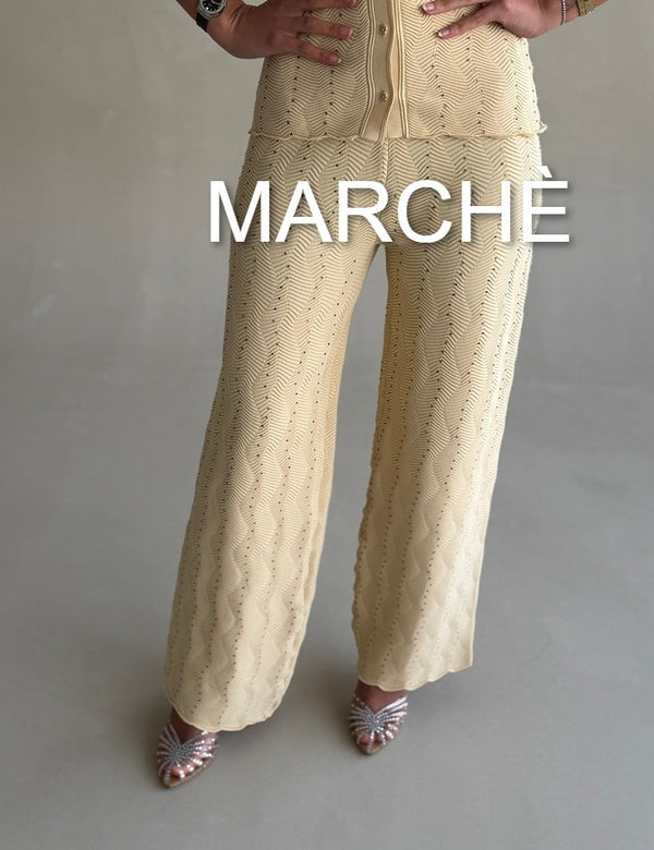 SHORT SLEEVE KNIT WEAR TOP+PANTS