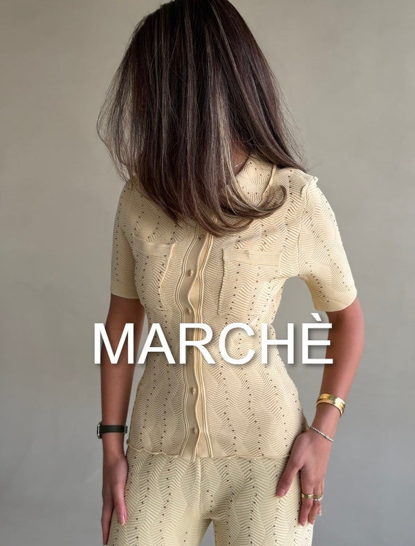 SHORT SLEEVE KNIT WEAR TOP+PANTS