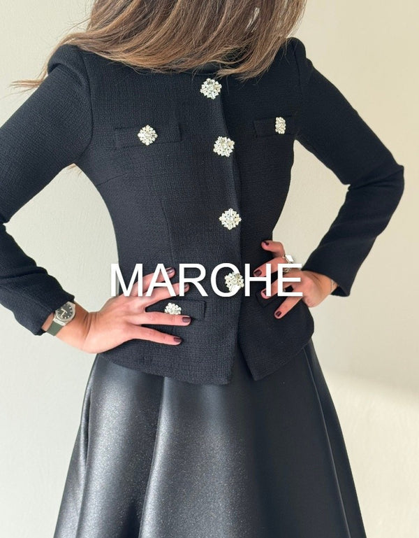 DIAMOND BUTTON SUIT SATIN DRESS
