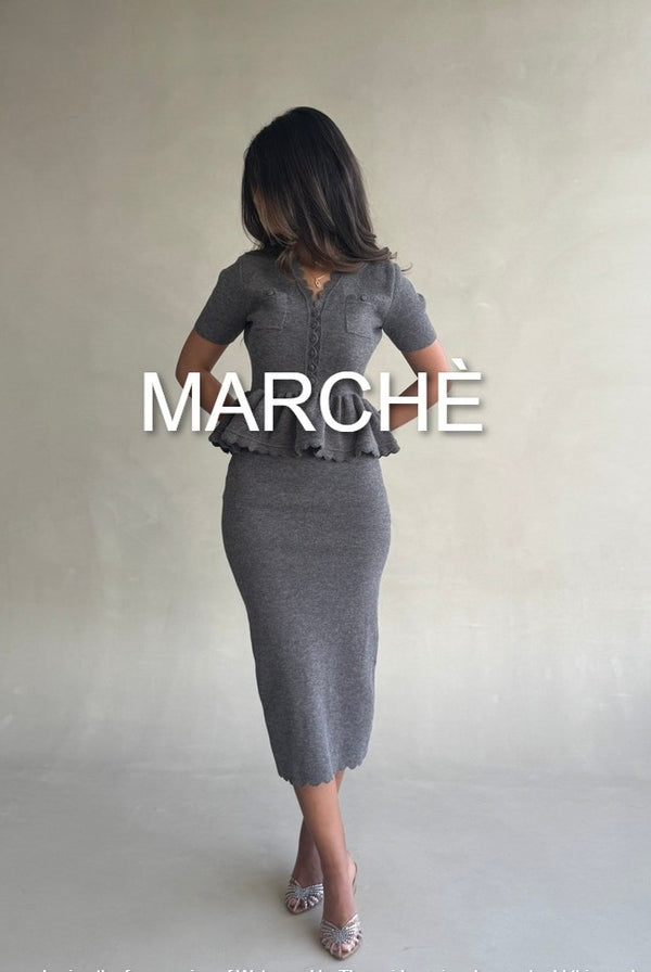 KNITTED MIDI RUFFLE DRESS