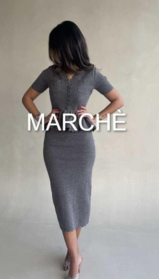 KNITTED MIDI RUFFLE DRESS