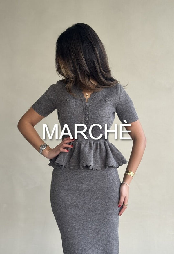 KNITTED MIDI RUFFLE DRESS